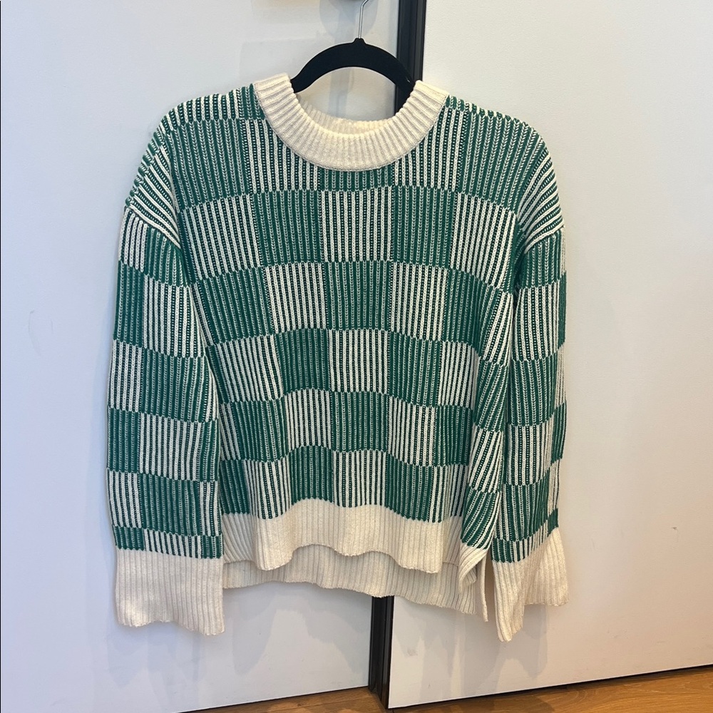 La Ligne Emerald and Cream Striped Sweater